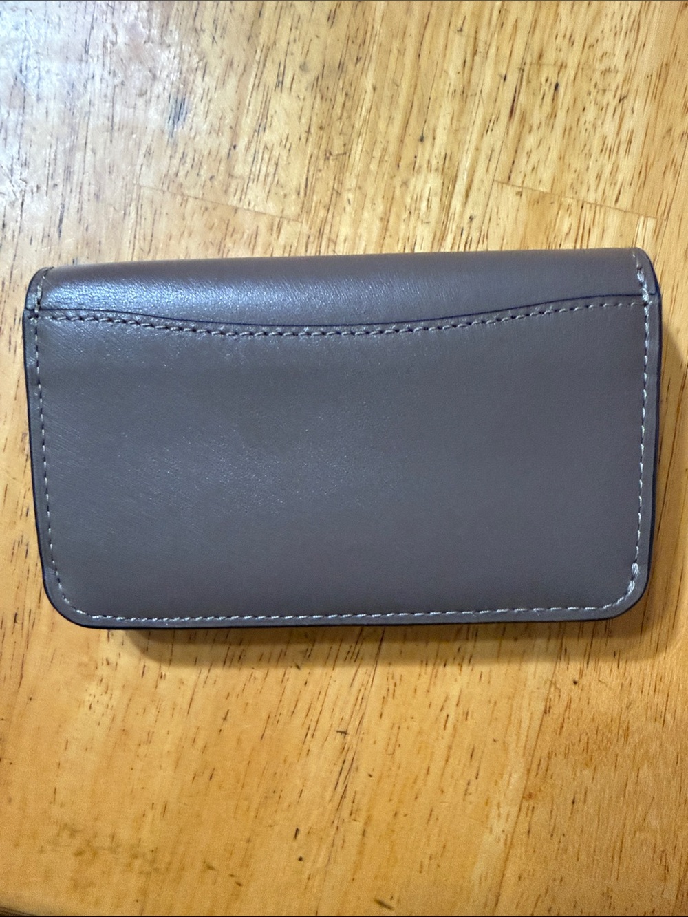 Coach Taupe Leather Key & Card Holder with Gold Accent - Picture 3 of 4